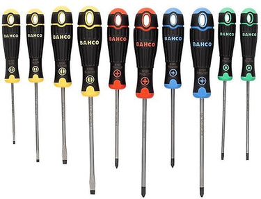 Bahco schroevendraaierset | gekleurd | 10-delig | gleuf, ph1. ph2, pz1, pz2, t15, t20 - b219.010rb