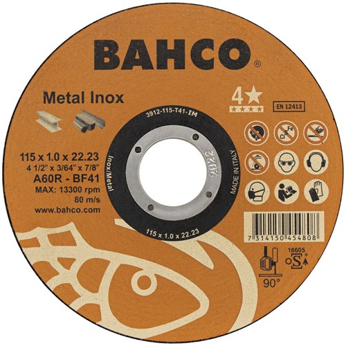 ギャラリービューアに画像をロードする, Bahco slijpschijf | voor afbramen | voor metaal en rvs | 125 x 1.0 x 22.23 mm - 3912-125-t41-im
