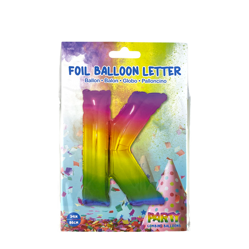 Laden Sie das Bild in Galerie -Viewer, Ballon folie letter k rainbow 86cm
