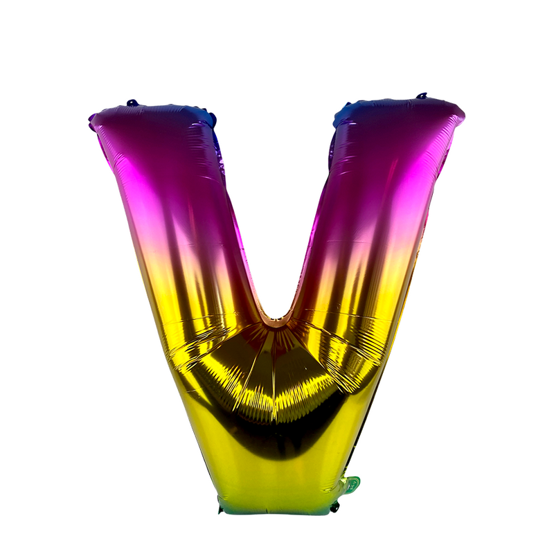 Cargue la imagen en el visor de la galería, Ballon folie letter v rainbow 86cm
