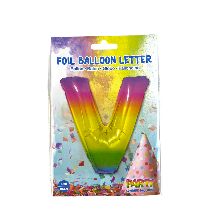 Cargue la imagen en el visor de la galería, Ballon folie letter v rainbow 86cm
