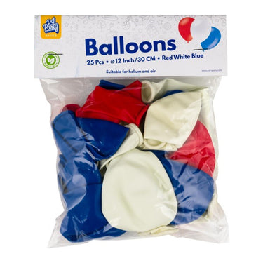 Paperdreams ballonnen rood wit blauw 30cm 25 stuks