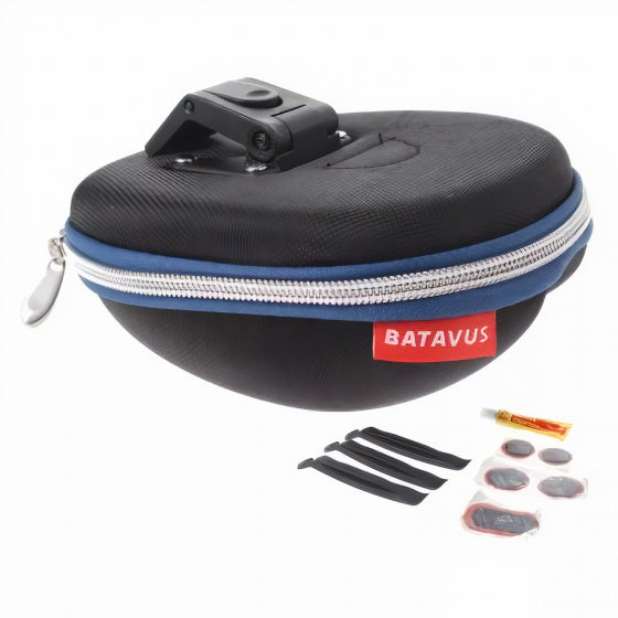 Load image into Gallery viewer, Batavus Zadeltas met inhoud Klick 1,3 liter zwart blauw
