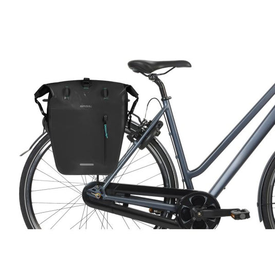 Basil enkele fietstas rivo l tarpaulin mik 25-31l 14 x 28 x 43 cm - zwart
