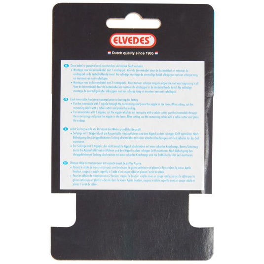Elvedes rem binnenkabel 2 000 mm 1×19 draads rvs ø1,5mm met v-nippel ø5,5 × 10