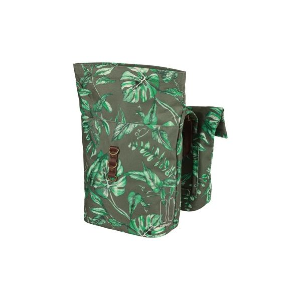 Load image into Gallery viewer, Basil Ever-Green dubbele fietstas, gerecycled PET, waterkerende vouwsluiting, vegan leather, 28-32L, thyme groen
