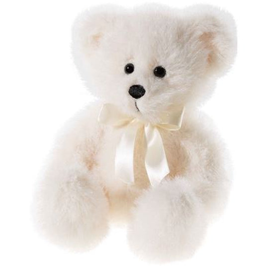 Heunec beer klassiek met strik, crème (18cm)