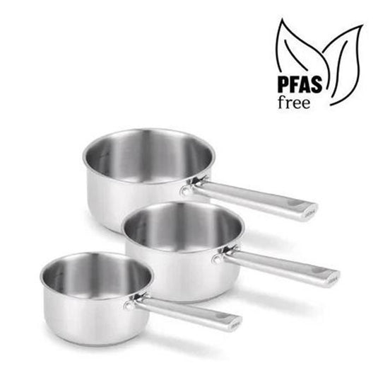 Beka cicla 3-delige sauspannen set - ø 16, 18, 20 cm - gerecycleerd rvs - inox - pfas-vrij - geschikt voor inductie - 3 steelpannen
