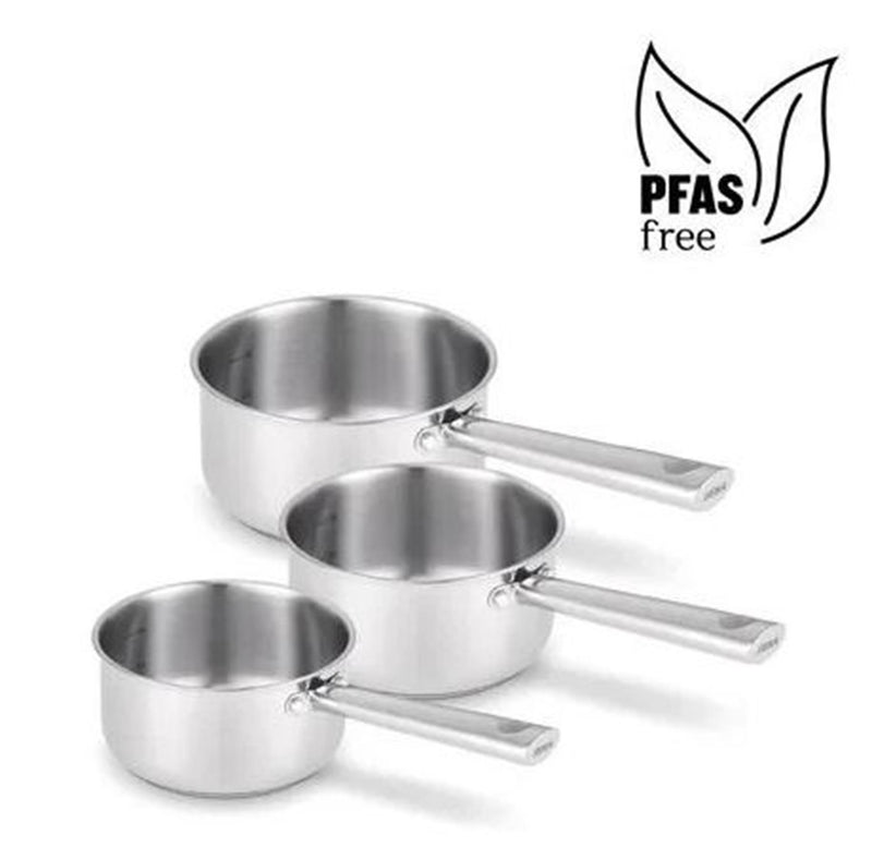 ギャラリービューアに画像をロードする, Beka cicla 3-delige sauspannen set - ø 16, 18, 20 cm - gerecycleerd rvs - inox - pfas-vrij - geschikt voor inductie - 3 steelpannen
