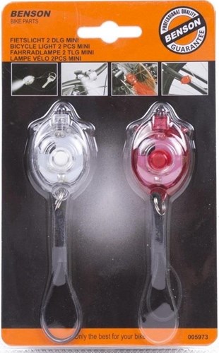 Afbeelding laden in galerijviewer, Enzo benson led fietslampset met elastiek mini 2 delig rood wit - 5700335
