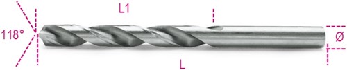 Beta spiraalboren, korte uitvoering hss volledig geslepen glimmende afwerking 412 9,00 - 004120136