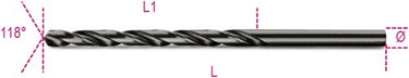 Beta spiraalboren, lange uitvoering hss volledig geslepen gebruneerd 412l 4,50 - 004120242