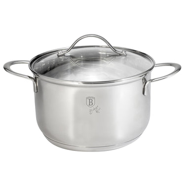 Berlingerhaus silver jewellery rvs kookpan ø18 cm met glazen deksel ook inductie 2,6l 18x11cm