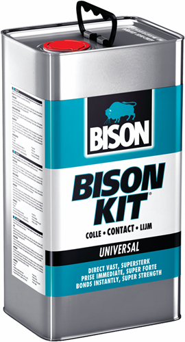 Bison kit® blik 5 l, gelvormig, super sterk, universele contactlijm, vochtbestendig, vorstbestendig, -40°c tot +70°c, eenvoudig in gebruik, voor ontelbare reparaties