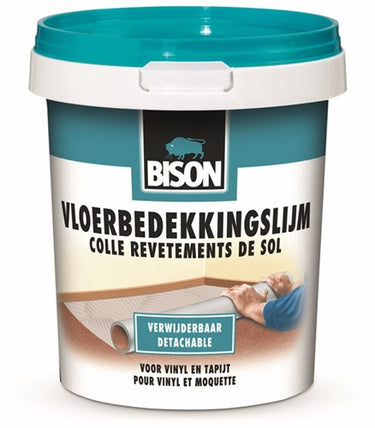 Bison vloerbedekkingslijm verwijderbaar emmer 2.5 kg, kant klaar, eenvoudig te verwerken, eenvoudig te verwijderen, zuinig, oplosmiddelvrij, makkelijk in gebruik