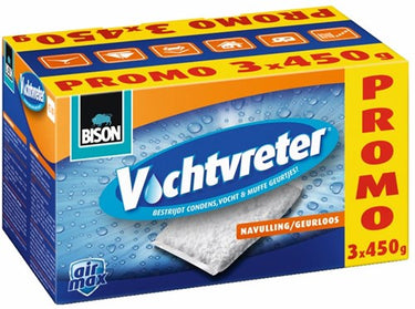 Bison vochtvreter® navulzak neutraal 3x 450 g schikt voor vochtvreter®, bestrijd hoge luchtvochtigheid, geen batterij nodig, ook geschikt voor caravans en campers