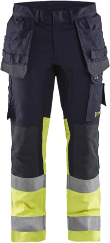 Blåkläder multinorm werkbroek inherent met stretch 14871512 | marine high vis geel | maat 62 - 7330509662250