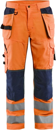 Blåkläder werkbroek high-vis met ventilatie 15651811 | high vis oranje marineblauw | maat 64 - 7330509673300