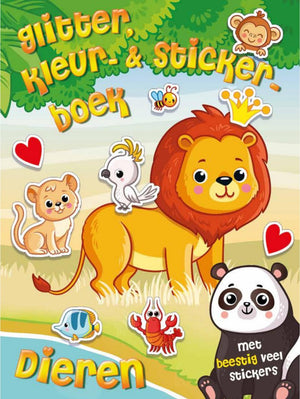 Glitter-, Kleur- en Stickerboek - Dieren