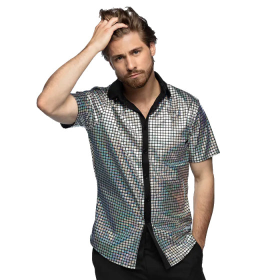 Load image into Gallery viewer, Boland Disco Diamond Shirt Heren Zilver maat L
