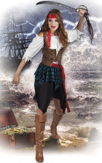 Load image into Gallery viewer, Boland Piraat Storm Kostuum Dames Zwart Wit maat 36 38
