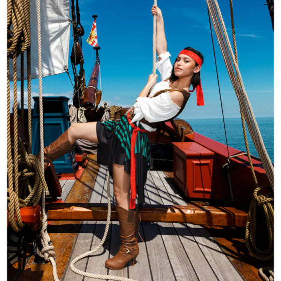 Load image into Gallery viewer, Boland Piraat Storm Kostuum Dames Zwart Wit maat 36 38

