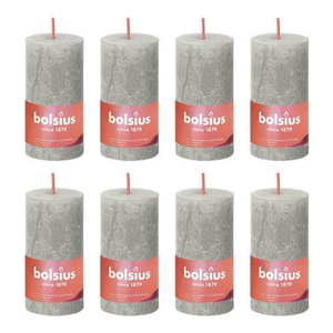 Bolsius rustiek stompkaars sandy grey ø50x100 mm 30 uur (8 stuks)