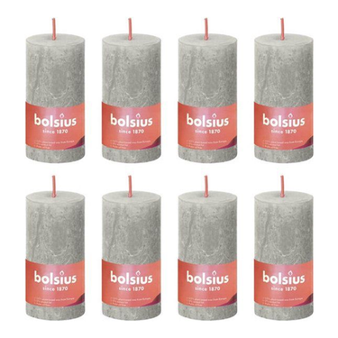 Bolsius rustiek stompkaars sandy grey ø50x100 mm 30 uur (8 stuks)