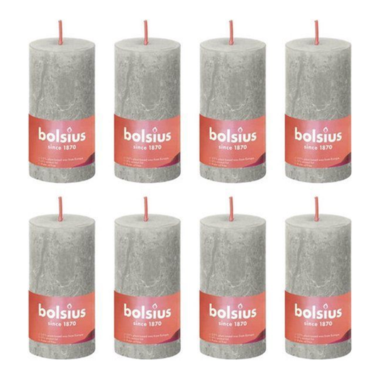 Bolsius rustiek stompkaars sandy grey ø50x100 mm 30 uur (8 stuks)