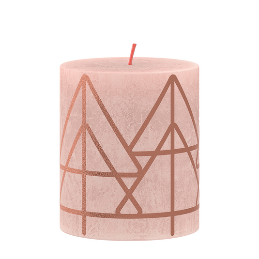 Bolsius rustieke stompkaars silhouette winter edition misty pink 80 68mm