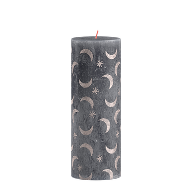 Bolsius silhouette stompkaars met print 19x6.8 cm leisteenblauw