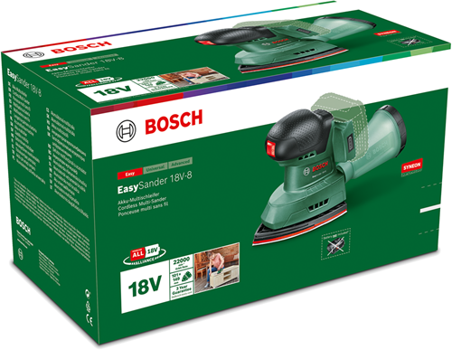 Load image into Gallery viewer, Bosch groen easysander 18v-8 accu multischuurmachine | incl. 3 schuurbladen | zonder accu en lader - 06033e3000
