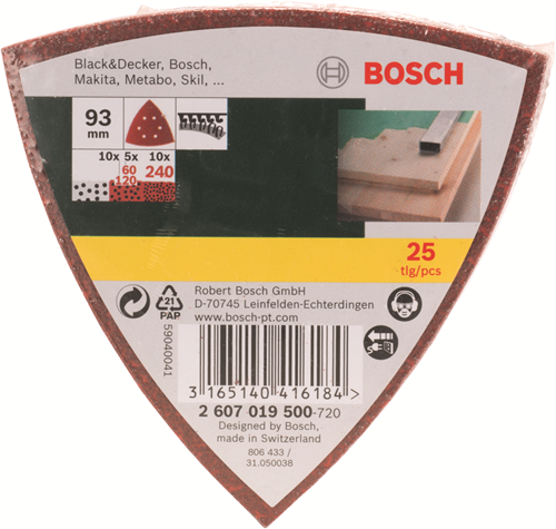Afbeelding laden in galerijviewer, Bosch accessoires 25-delige schuurbladenset voor deltaschuurmachines, korrel 60,120,240 - 2607019500
