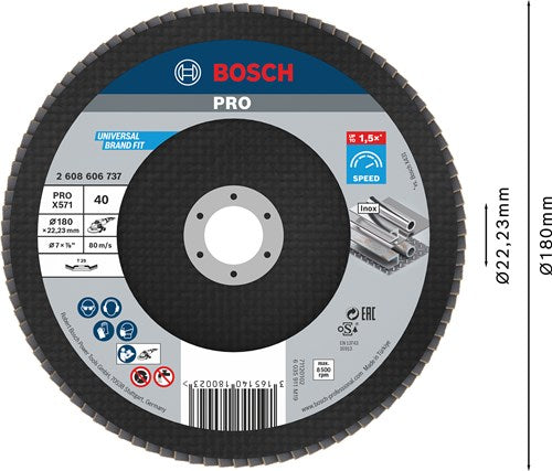 Bosch accessoires 1 lamellenschijf 180 x571, best for metal haaks, k40 - 2608606737