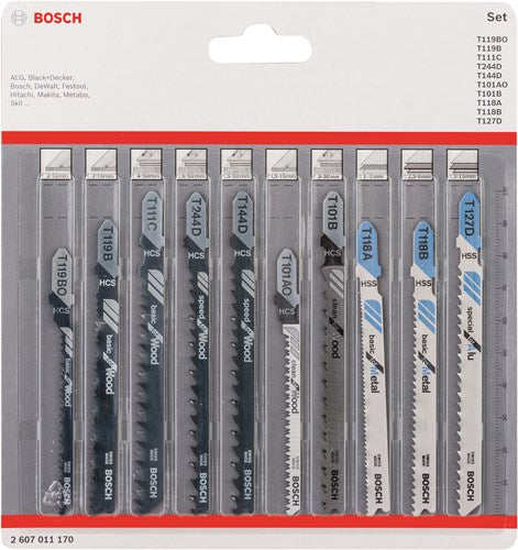 Load image into Gallery viewer, Bosch accessoires 10-delige decoupeerzaagbladenset wood and metal - 2607011170
