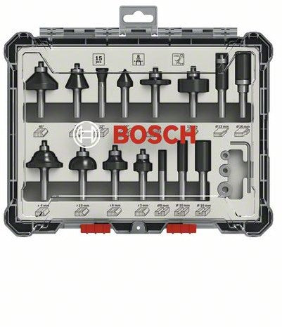 Afbeelding laden in galerijviewer, Bosch accessoires 15-delige gemengde freesset - schachtdiameter 8 mm - 2607017472
