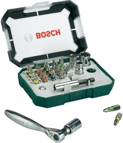 Load image into Gallery viewer, Bosch accessoires 26-delige schroefbit- en ratelset met kleur codering - 2607017322

