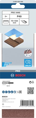 Bosch accessoires 3 banden 75x533 x440, best for wood+paint , k40 - 2608606069
