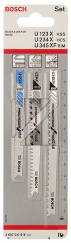 Bosch accessoires 3-delige decoupeerzaagbladenset u 123 x; u 234 x; u 345 xf 1st - 2607010516