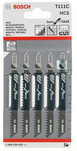 Bosch accessoires 5x basic voor hout decoupeerzaagblad t111c - 2608630033