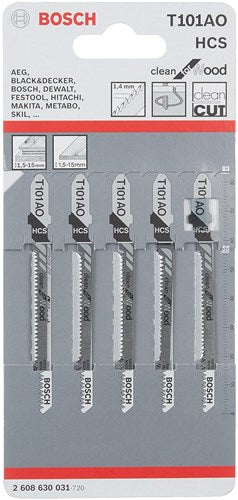 Bosch accessoires 5x clean voor hout decoupeerzaagblad t101ao - 2608630031