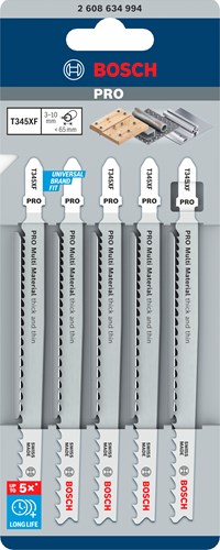 Load image into Gallery viewer, Bosch accessoires 5x progressor voor hout en metaal decoupeerzaagblad t345xf - 2608634994
