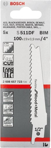 Load image into Gallery viewer, Bosch accessoires 5x reciprozaagblad flexible for wood and metal s511df - 2608657723
