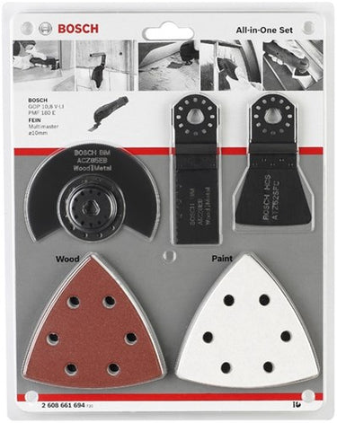 Bosch - 23-delige universeel-set acz 85 eb (1x); aiz 28 eb (1x); atz 52 sfc (1x); red wood-top schuurblad (10x); white paint schuurblad (10x)
