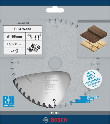 Load image into Gallery viewer, Bosch accessoires cirkelzaagblad accu standard for wood 165x20x1.5 1.0x48t - 2608837687
