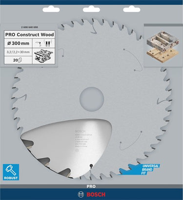 Bosch accessoires cirkelzaagblad construct wood 300 x 30 x 3,2 mm, 20 1st - 2608640690