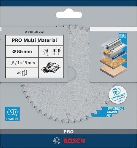 Load image into Gallery viewer, Bosch accessoires cirkelzaagblad st multi mat 85x15x1.5 1.0x30t - 2608837752
