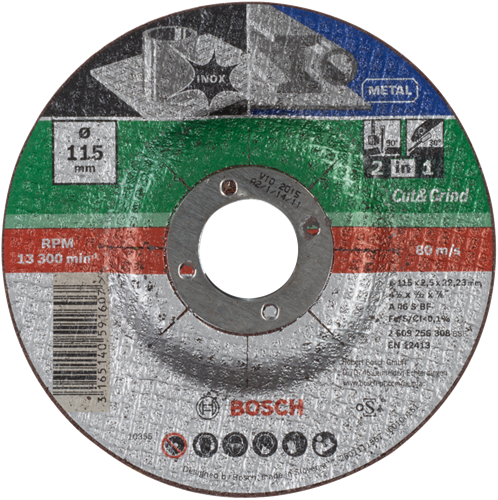 Bosch accessoires doorslijpschijf 2 in 1 metaal+inox, 115 x2,5 gebo - 2609256308
