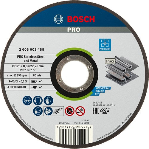 Load image into Gallery viewer, Bosch accessoires doorslijpschijf recht best for inox - rapido a 60 w inox bf, 125 mm, 22,23 mm, 0,8 mm 1st - 2608603488
