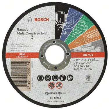 Bosch accessoires doorslijpschijf recht rapido multi construction acs 46 v bf, 125 mm, 22,23 mm, 1,6 mm - 1 stuks - 2608602383